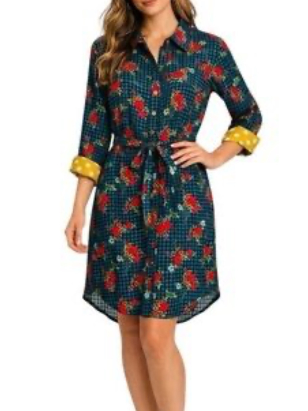Matilda Jane Floral Plaid Shirt Dress size S EUC